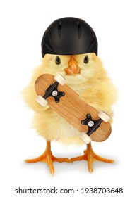 Cute Cool Chick With Skateboard And Helmet Funny Conceptual Image