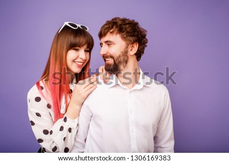 Similar – Young happy couple celebrating a birthday party