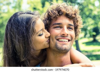 Cute Couple Kissing Images Stock Photos Vectors Shutterstock