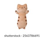 A cute and cuddly cat-shaped plush toy with a smiling face and extended arms, perfect for snuggling and adding charm to any room.