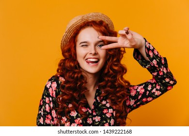 Cute Curly Redhead Girl Shows Tongue Stock Photo 1439222168 | Shutterstock