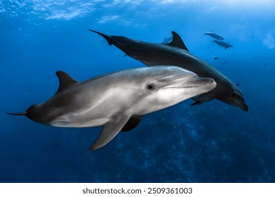 Cute Dolphins swimming in pacific ocean - Powered by Shutterstock