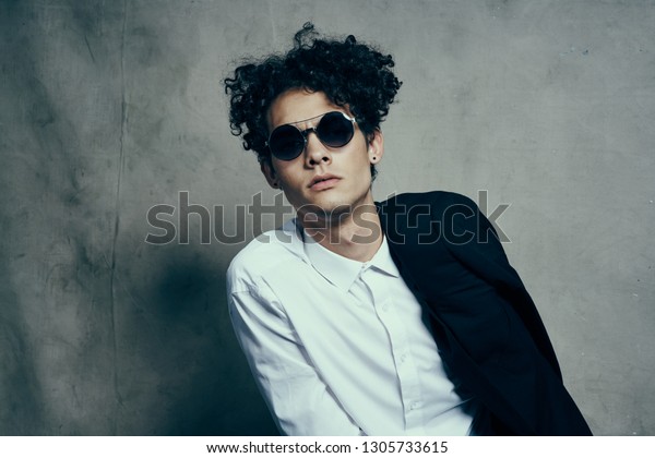 Cute Elegant Man Curly Hair Dark People Beauty Fashion