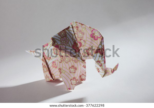 Cute Floral Origami Elephant Isolated On Stock Photo Edit