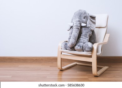 cute fluffy elephant doll isolated on the floor