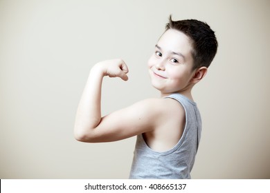 Cute Funny Kid Flexing Biceps