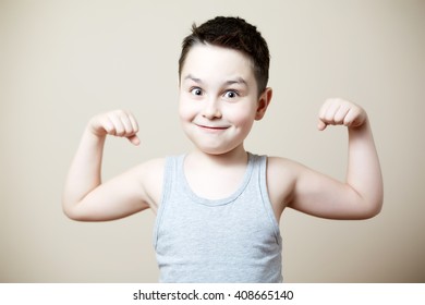 Cute Funny Kid Flexing Biceps