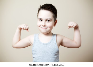 Cute Funny Kid Flexing Biceps