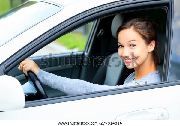 Cute Girl Car Smiling Stock Photo 279814814 