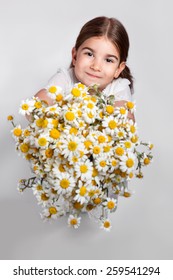 Cute Girl Giving Flowers