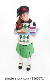 A Cute Girl Holding A Lunch Tray