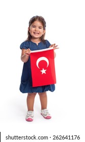 Cute Girl Holding Turkish Flag