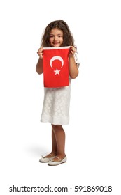 Cute Girl Holding Turkish Flag