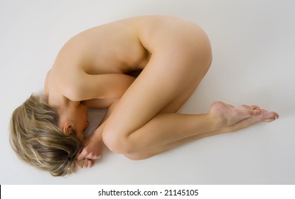 Cute Girl Laying Down In Beauty Pose With Naked Body