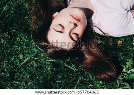 Similar – Image, Stock Photo Young redhead woman reading a red book