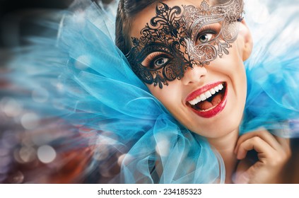 Cute Girl In Masquerade Mask