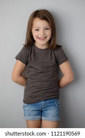 Cute Girl Model in Blank Shirt, Add Your Own Design