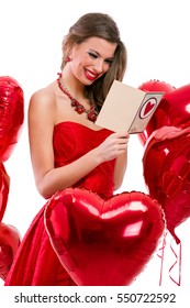 
Cute Girl Reading Valentine Card