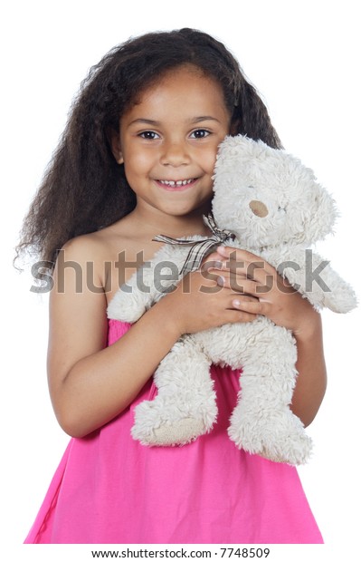 cute girl with teddy