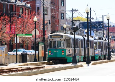 Cute Green Line Metro On Huntington Ave, And Spring In Boston