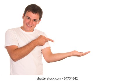 cute guy posing on a white background