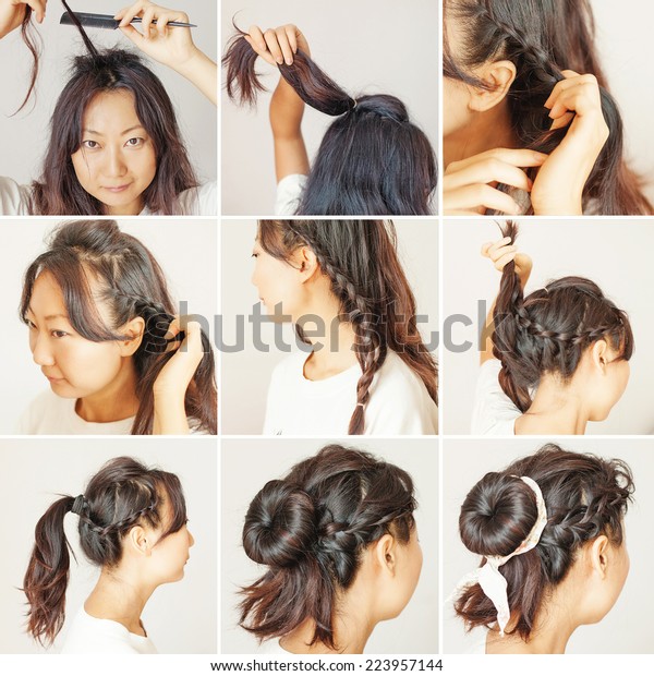 Cute Hair Updo Tutorial By Beauty Stock Photo Edit Now 223957144