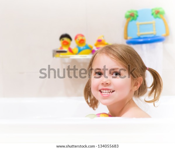 cutebaby child girl taking bath