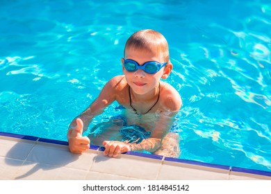 Cute Happy Little Boy Goggles Swimming Stock Photo 1814845142 ...