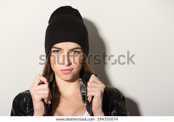 ladies black beanie