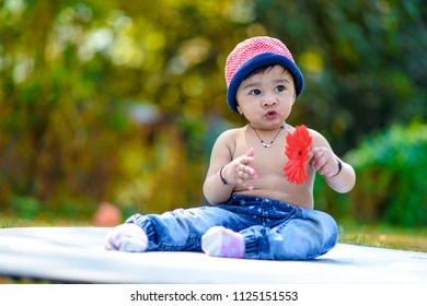 Cute Indian Baby Boy Playing Garden Stock Photo 1125151553 | Shutterstock