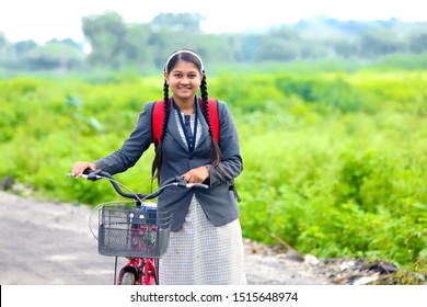 Cute Indian College Girl With Cycle 