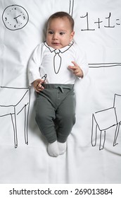 Cute Infant Baby Boy Sketched As A Teacher