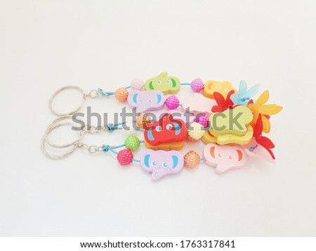 Cute key chain with white background