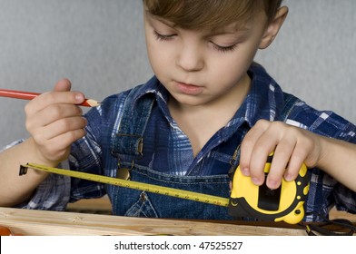 Cute Kid Construction Worker Playing Tools Stock Photo 47525527 ...