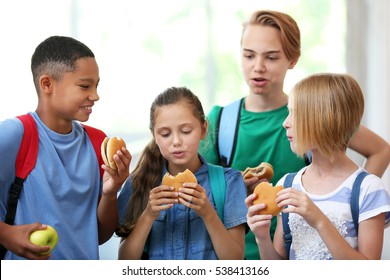 Cute Kids Eating In School