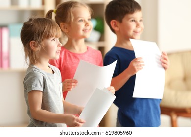 Cute Kids Singing In Music Class