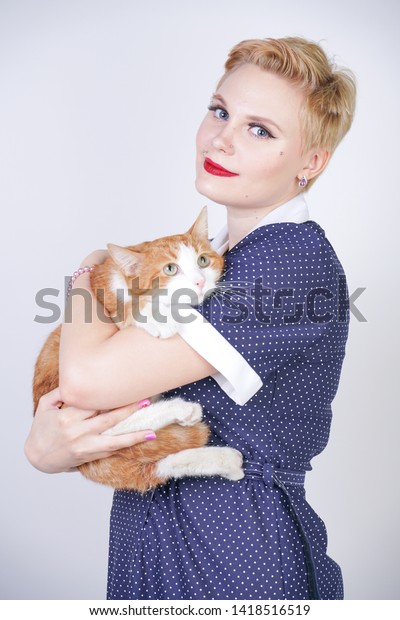 Cute Kind Woman Short Hair Pinup Stock Photo Edit Now 1418516519