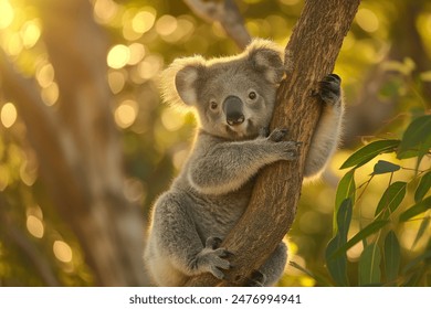 cute koala on tree branch australia wildlife 