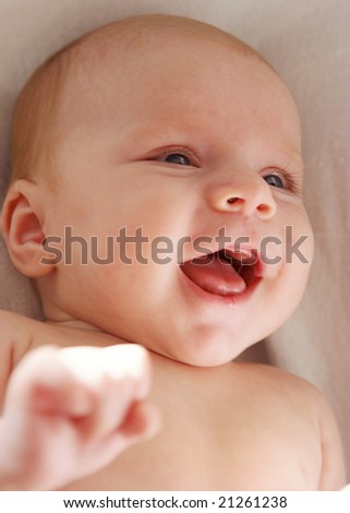 Cute laughing newbornbaby