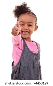 Cute Little Black Girl Making Thumbs Up