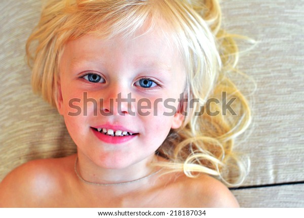 Cute Little Boy Blonde Hair Stock Photo Edit Now 218187034