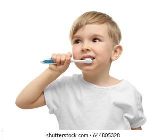 Cute Little Boy Brushing Teeth On Stock Photo 644805328 | Shutterstock