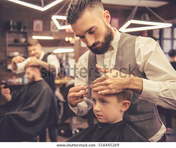 Cute Little Boy Getting Haircut By Stock Photo Edit Now 556445269