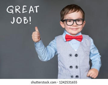 Cute Little Boy Giving Thumbs Up Saying Great Job