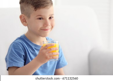Cute Little Boy Glass Juice Home Stock Photo 671132560 | Shutterstock