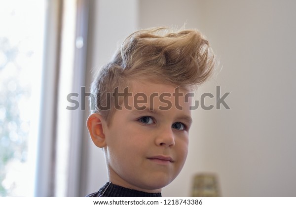 Cute Little Boy Hairstyle Sitting Home Stock Photo Edit Now