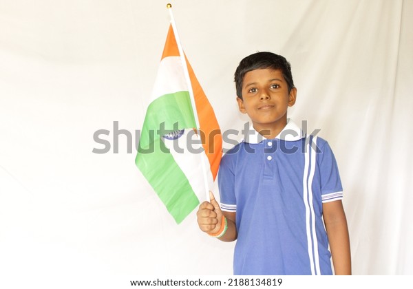 Cute Little Boy Indian National Tricolour Stock Photo 2188134819 ...