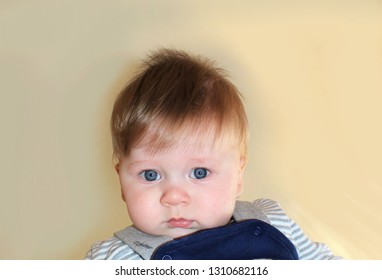 Cute Little Boy Looks With Wide Open Eyes