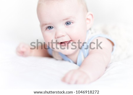 Similar – Portrait of 3 month old baby smiling.