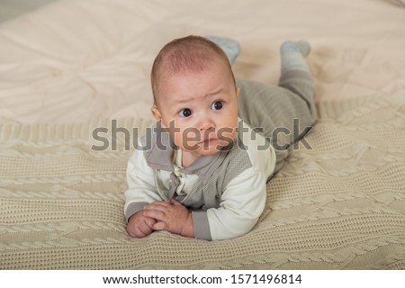 Similar – Image, Stock Photo The little boy are laying at the hammock and happy